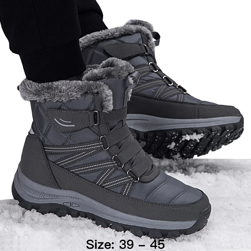 High quality ankle length cotton snow boots for men waterproof new 2024 winter outdoor hiking mountain fur plush warm shoe black
High quality ankle length cotton snow boots for men waterproof new 2024 winter outdoor hiking mountain fur plush warm shoe black