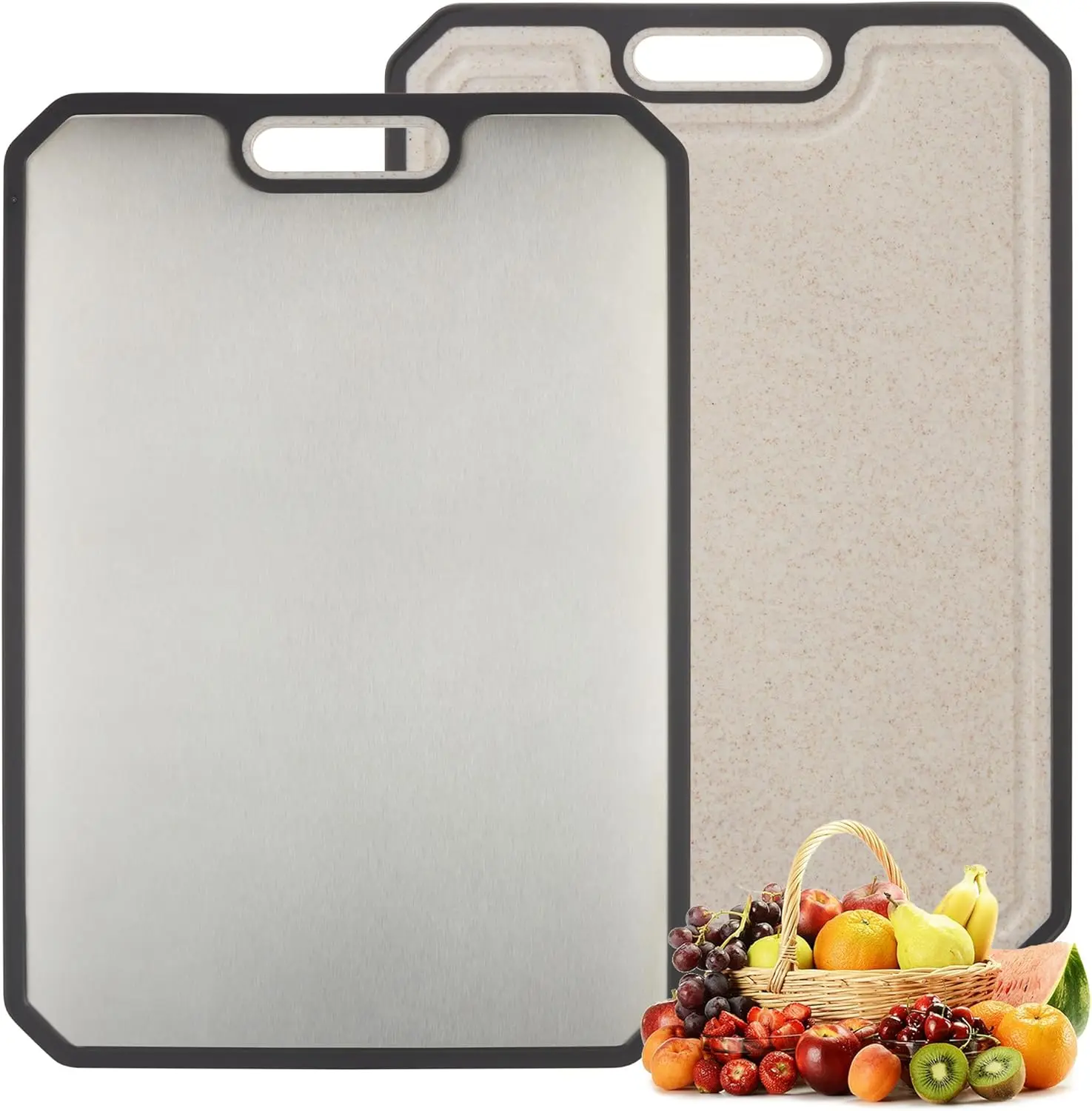 Double Sided Stainless Steel Cutting Board, 15x10 Inch with Juice Groove & Handle, Dishwasher Safe
Double Sided Stainless Steel Cutting Board, 15x10 Inch with Juice Groove & Handle, Dishwasher Safe