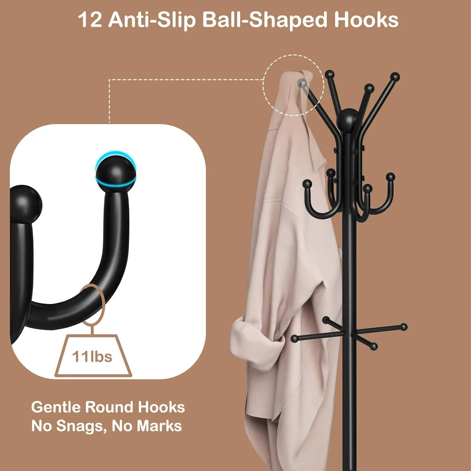 Heavy Duty Coat Rack Detachable Freestanding Coat Rack With 12 Hooks & Umbrella Holder Black Coat Tree Clothes Hat Sturdy
Heavy Duty Coat Rack Detachable Freestanding Coat Rack With 12 Hooks & Umbrella Holder Black Coat Tree Clothes Hat Sturdy
