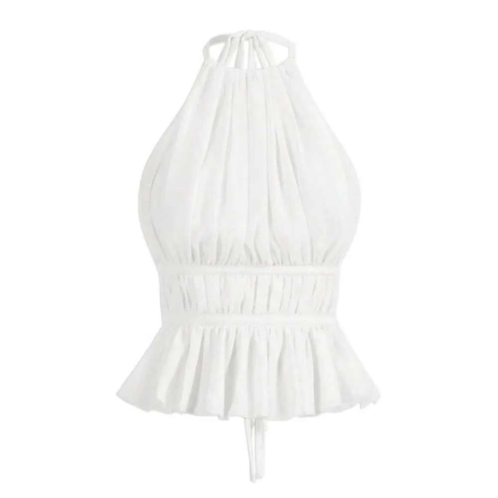 Fashion Sleeveless Lace-up Camisole Pleated Solid Color Chiffon Vest Tops Halter Beach Wear Women's Crop Top Party
Fashion Sleeveless Lace-up Camisole Pleated Solid Color Chiffon Vest Tops Halter Beach Wear Women's Crop Top Party