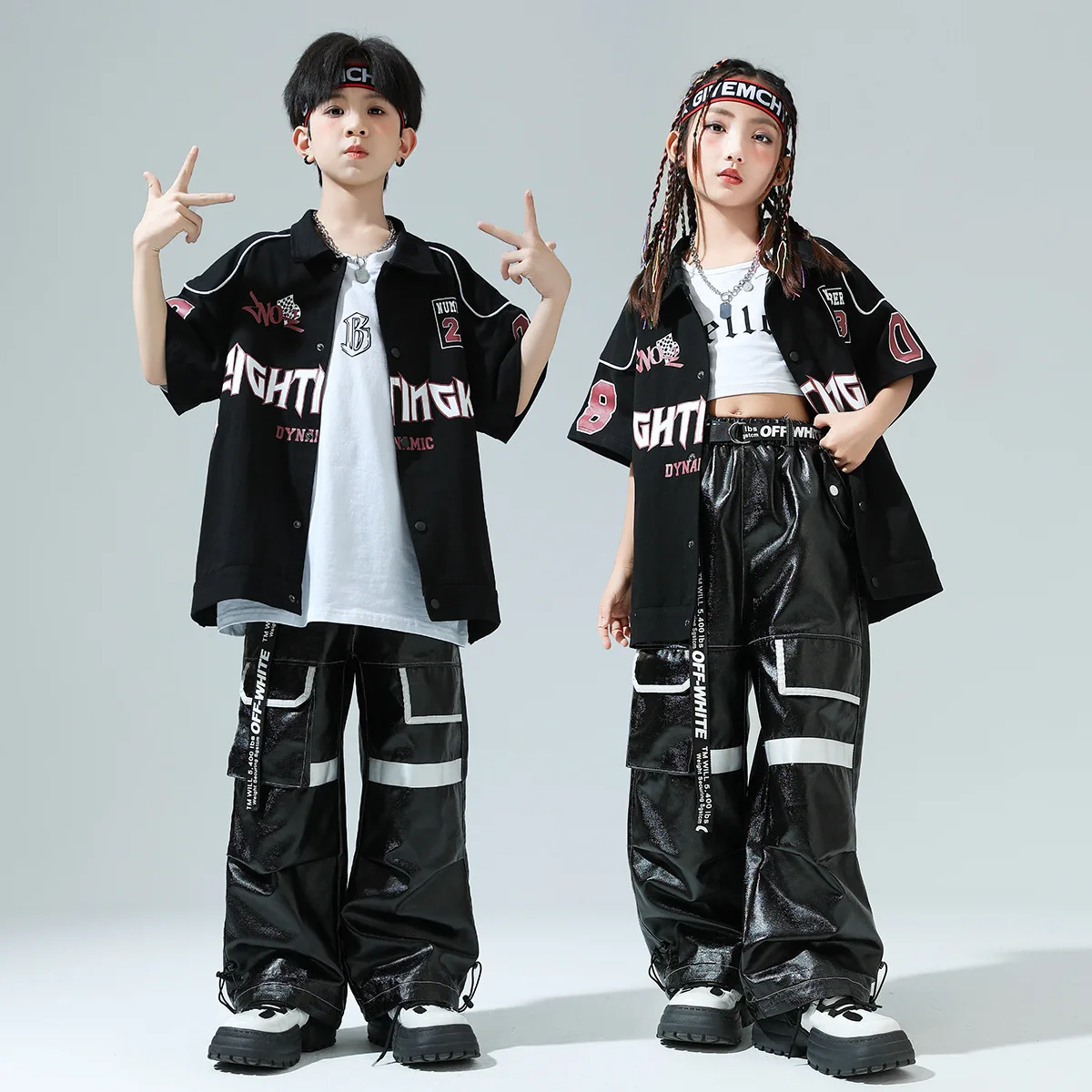 Kid Hip Hop Clothing Black Short Sleeve Print Shirt Faux Leather Casual Pleated Baggy Pants for Girl Boy Dance Costumes Clothes
Kid Hip Hop Clothing Black Short Sleeve Print Shirt Faux Leather Casual Pleated Baggy Pants for Girl Boy Dance Costumes Clothes