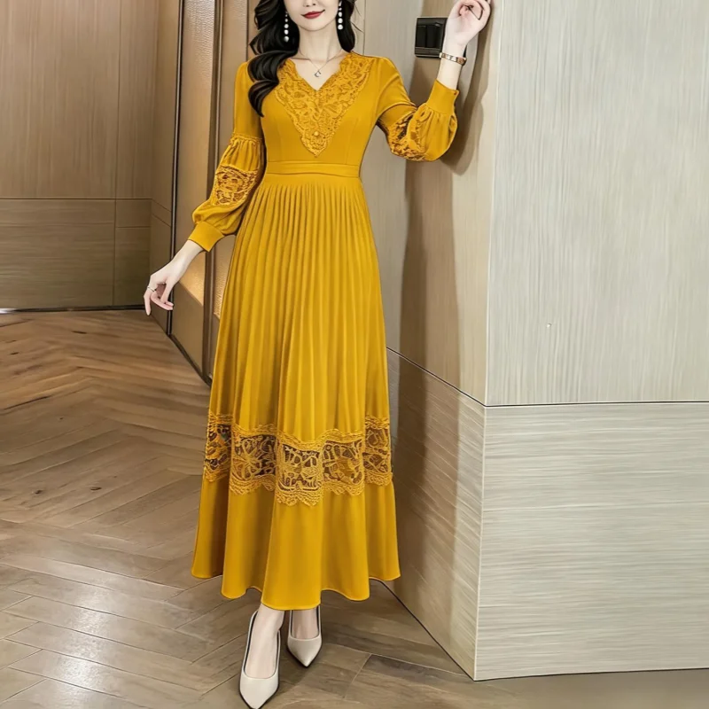 Spring 2026 New Style Pleated Dress Pearl Button High Waist Slimming Skirt City Commute Polyester Fiber Long Sleeve Midi Dress
Spring 2026 New Style Pleated Dress Pearl Button High Waist Slimming Skirt City Commute Polyester Fiber Long Sleeve Midi Dress