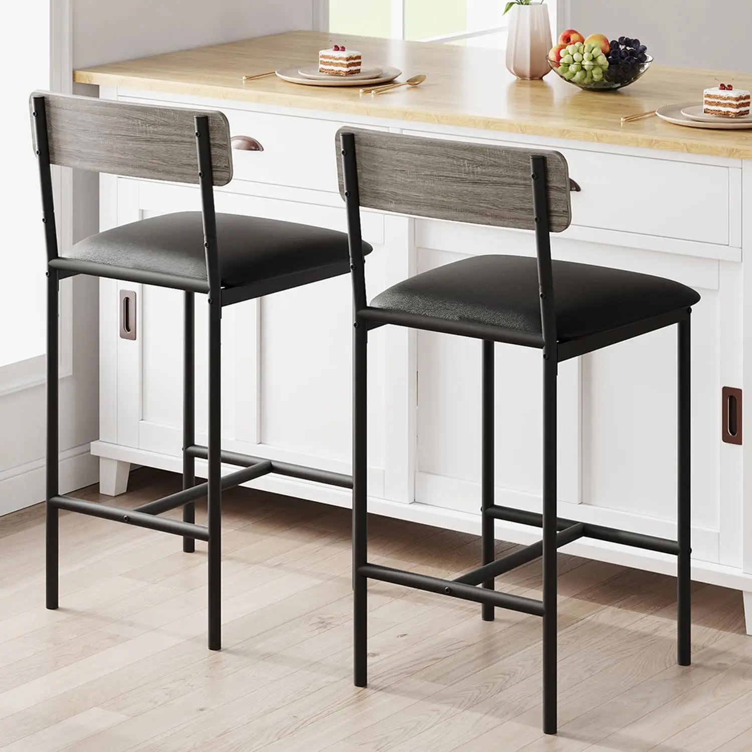 Home Bar Stools Set of 2, Upholstered Height Bar Stools with Backrest and Footrest, Kitchen Barstools for Island, Counter Bar
Home Bar Stools Set of 2, Upholstered Height Bar Stools with Backrest and Footrest, Kitchen Barstools for Island, Counter Bar