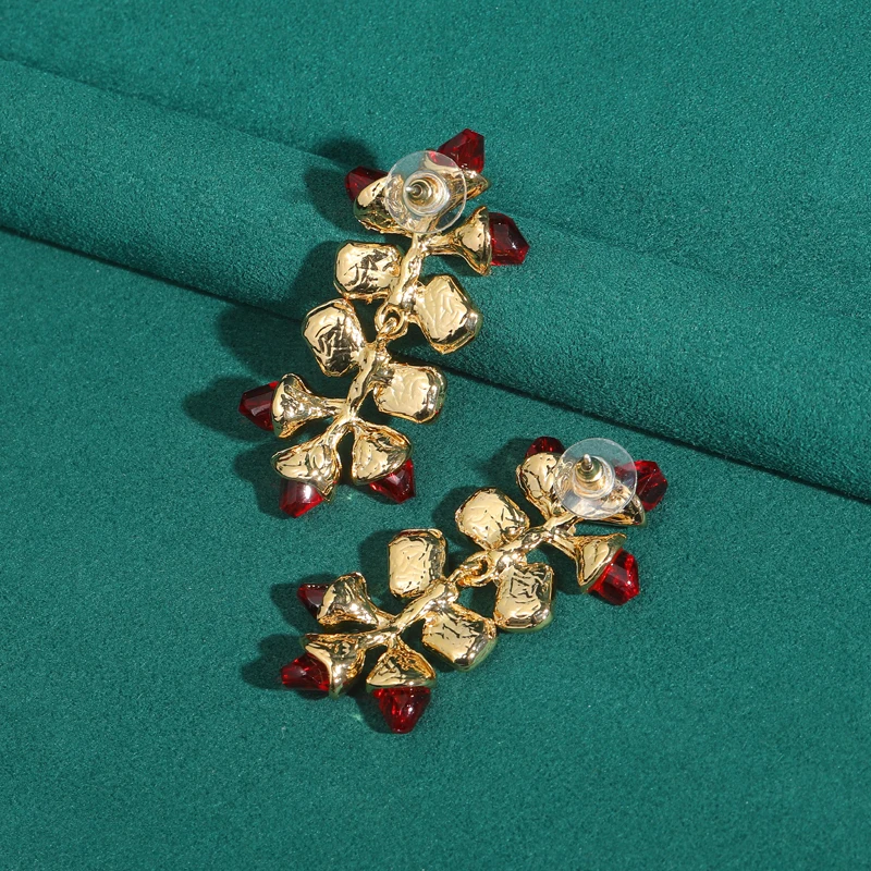 Vintage Red Crystal Earrings Drop Large Leaf High Quality Jewelry Luxury for Woman Gold Color Wedding Trend 2026 Accessories New
Vintage Red Crystal Earrings Drop Large Leaf High Quality Jewelry Luxury for Woman Gold Color Wedding Trend 2026 Accessories New