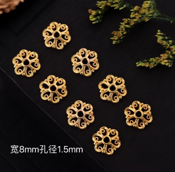 Заглушки-разделители из настоящего золота 18 карат для бусин, ювелирные детали из золота, золотые заглушки-цветы, отверстие 8 мм, толщина 1,5 мм
Заглушки-разделители из настоящего золота 18 карат для бусин, ювелирные детали из золота, золотые заглушки-цветы, отверстие 8 мм, толщина 1,5 мм