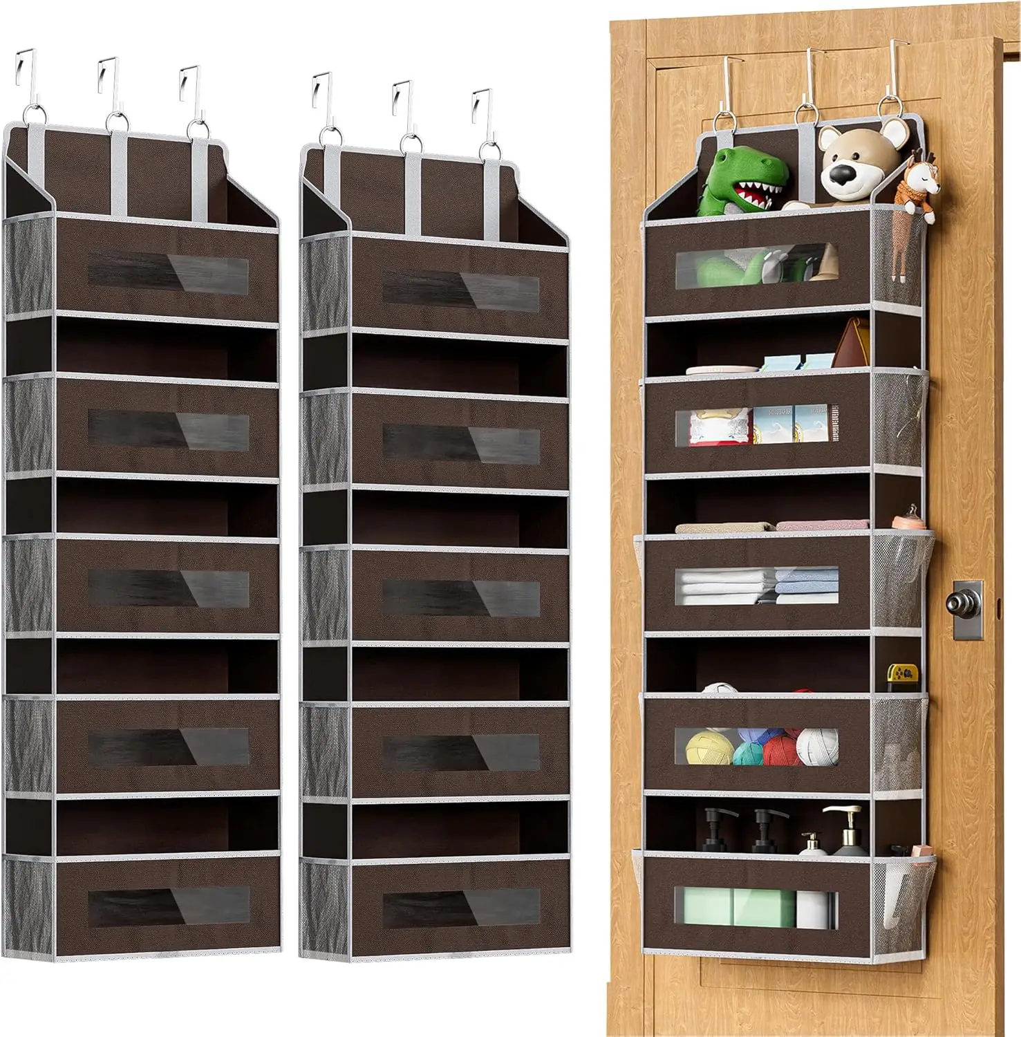 2 Packs 5-Tier Over the Door Storage Organizer with 10 Side Mesh Pockets, 48 lbs Load Capacity, 3 Hooks Design, Hanging Organ
2 Packs 5-Tier Over the Door Storage Organizer with 10 Side Mesh Pockets, 48 lbs Load Capacity, 3 Hooks Design, Hanging Organ