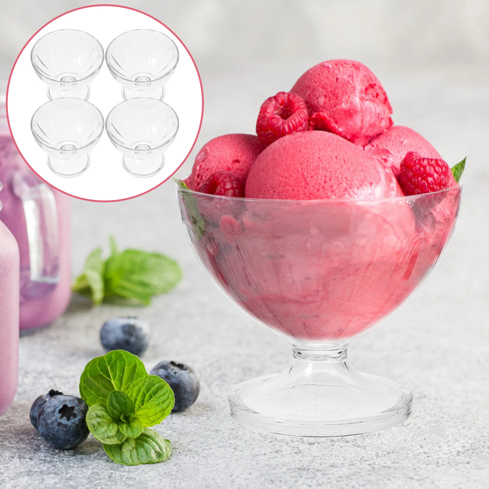 4 Pcs Ice Cream Cup Clear Dessert Cups Acrylic Reusable Child Party Containers Food Grade AS Stable Base Smoothie Bowl
4 Pcs Ice Cream Cup Clear Dessert Cups Acrylic Reusable Child Party Containers Food Grade AS Stable Base Smoothie Bowl