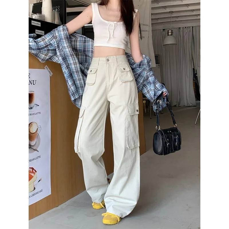 Womens High Waist Wide Leg Cargo Pants Apricot Color Multi Pocket Casual Loose Straight Leg Trousers For Summer
Womens High Waist Wide Leg Cargo Pants Apricot Color Multi Pocket Casual Loose Straight Leg Trousers For Summer