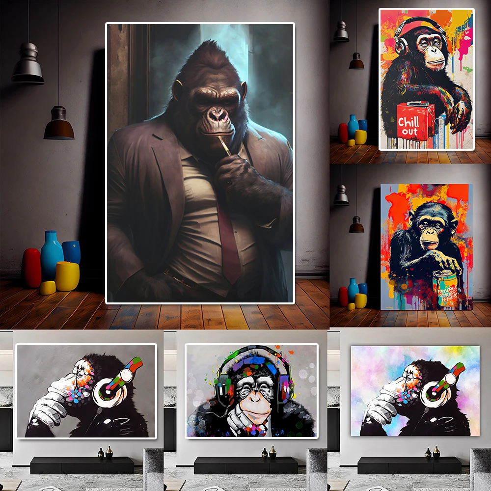 Modern Fashion Monkey Listening To Music Watercolor Poster Black And White Chimpanzee Canvas Painting Wall Art Room Home Decor
Modern Fashion Monkey Listening To Music Watercolor Poster Black And White Chimpanzee Canvas Painting Wall Art Room Home Decor