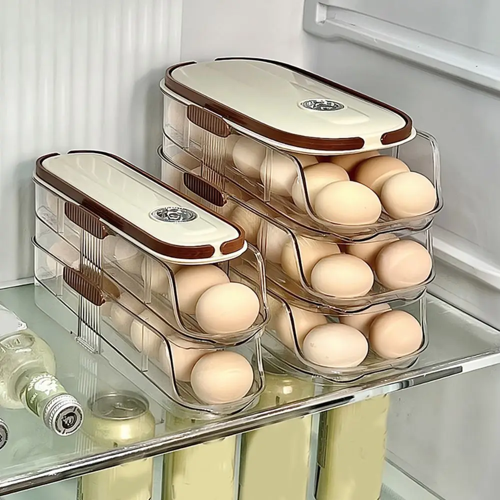 Food Grade Automatic Rolling Egg Container BPA Free Transparent Refrigerator Egg Storage Box Large Capacity with Lid
Food Grade Automatic Rolling Egg Container BPA Free Transparent Refrigerator Egg Storage Box Large Capacity with Lid