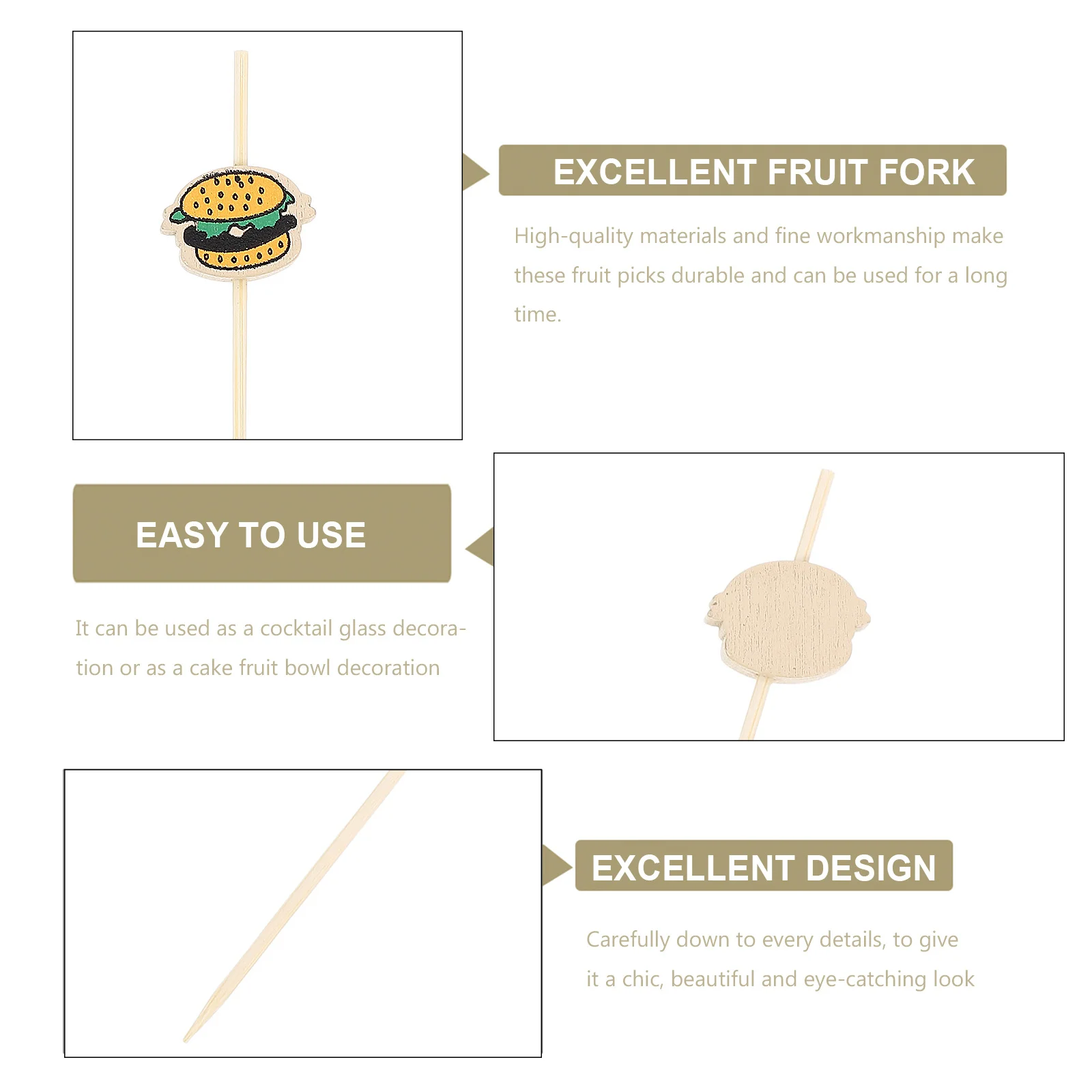 100pcs Burger Picks Creative Shape Fruit Sticks For Cake Topper Drink Decor Party Supplies Bar Tools Kitchen Bar Accessories
100pcs Burger Picks Creative Shape Fruit Sticks For Cake Topper Drink Decor Party Supplies Bar Tools Kitchen Bar Accessories