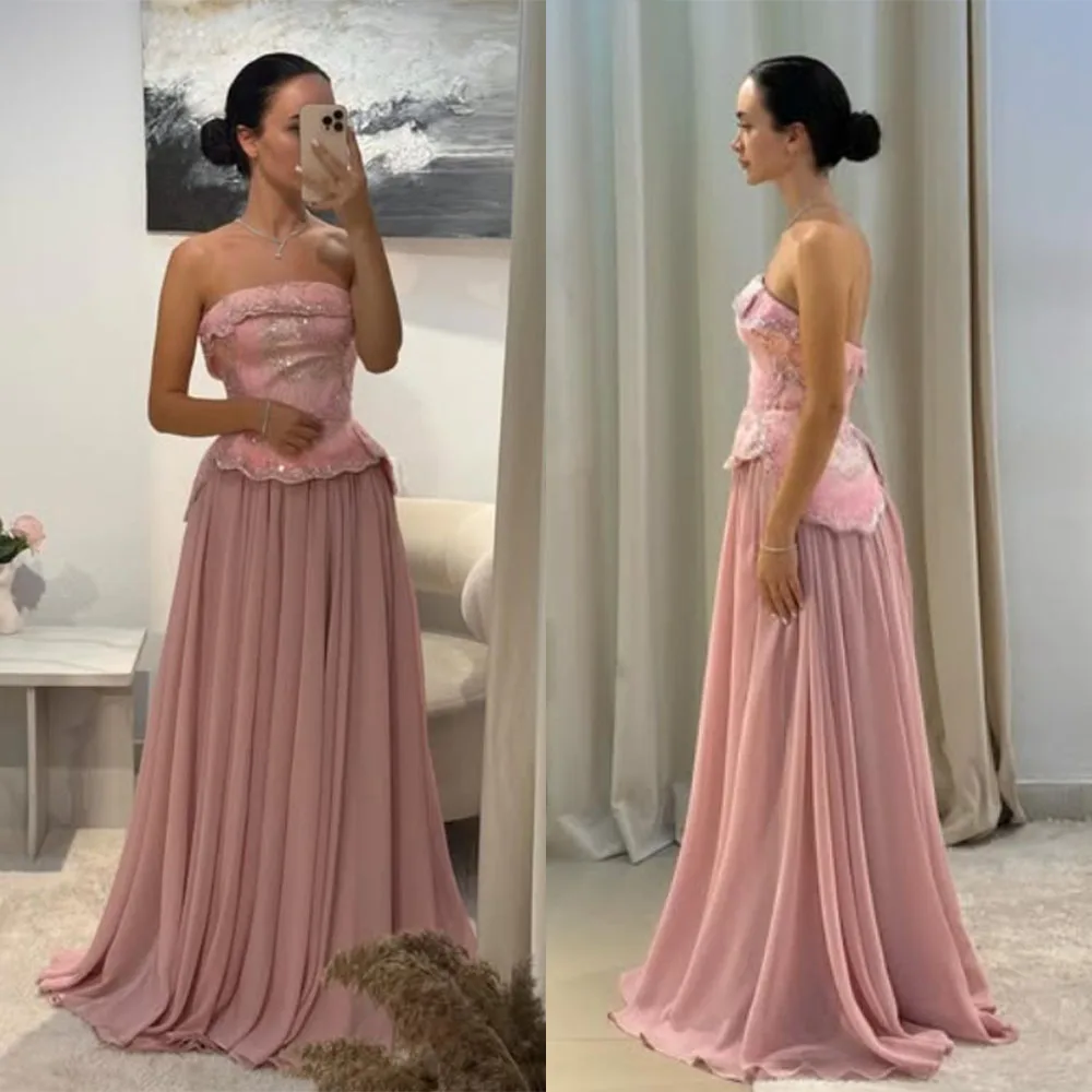 High Quality Customized Floor Length Pleat Strapless Pink Beaded Sleeveless Vestidos Elegantes Para Mujer Para Una Boda فستان
High Quality Customized Floor Length Pleat Strapless Pink Beaded Sleeveless Vestidos Elegantes Para Mujer Para Una Boda فستان