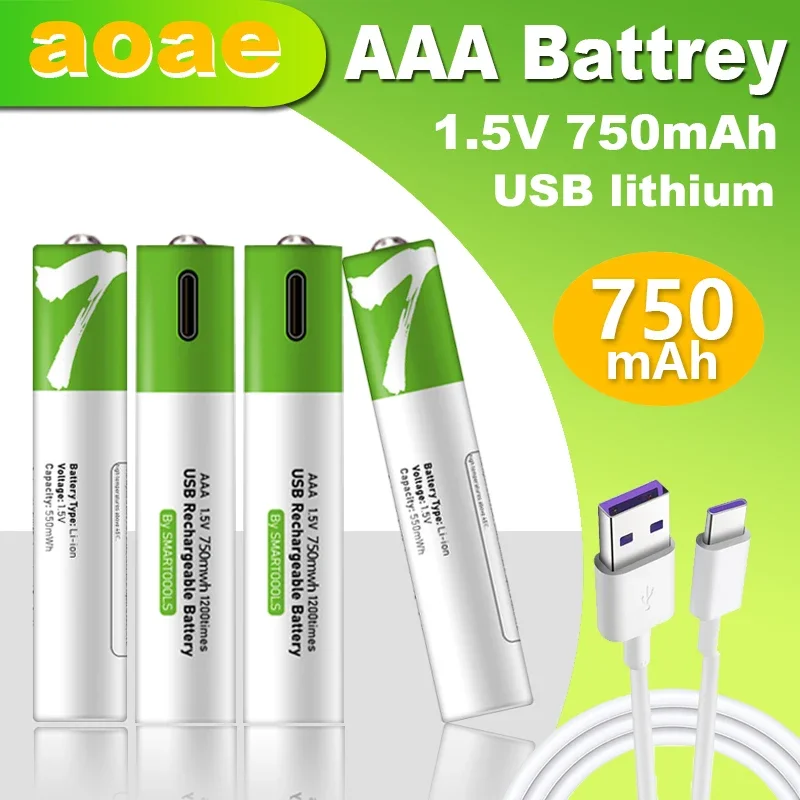 AAA rechargeable battery 1.5V AAA 750mAh USB rechargeable li-ion battery for remote control mouse fan Electric toy battery AAA
AAA rechargeable battery 1.5V AAA 750mAh USB rechargeable li-ion battery for remote control mouse fan Electric toy battery AAA