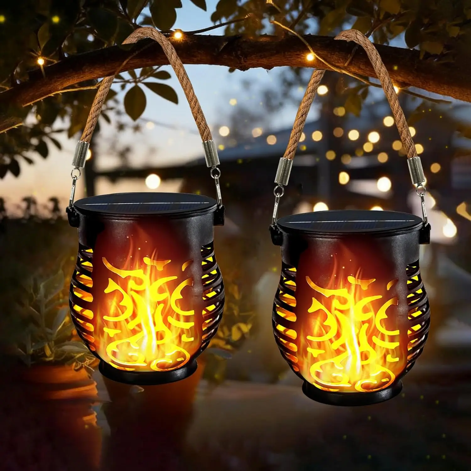 2 Pack Solar Lanterns with Realistic Flickering Flame, Auto On/Off for Garden Patio Camping Table Decor
2 Pack Solar Lanterns with Realistic Flickering Flame, Auto On/Off for Garden Patio Camping Table Decor