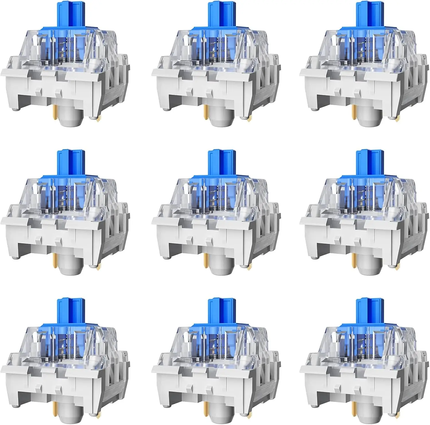 36PCS Blue Mechanical Keyboard Switches, 3 Pin Dustproof, Clicky Sound, 50gf, 50M Lifespan, Stress Relief
36PCS Blue Mechanical Keyboard Switches, 3 Pin Dustproof, Clicky Sound, 50gf, 50M Lifespan, Stress Relief