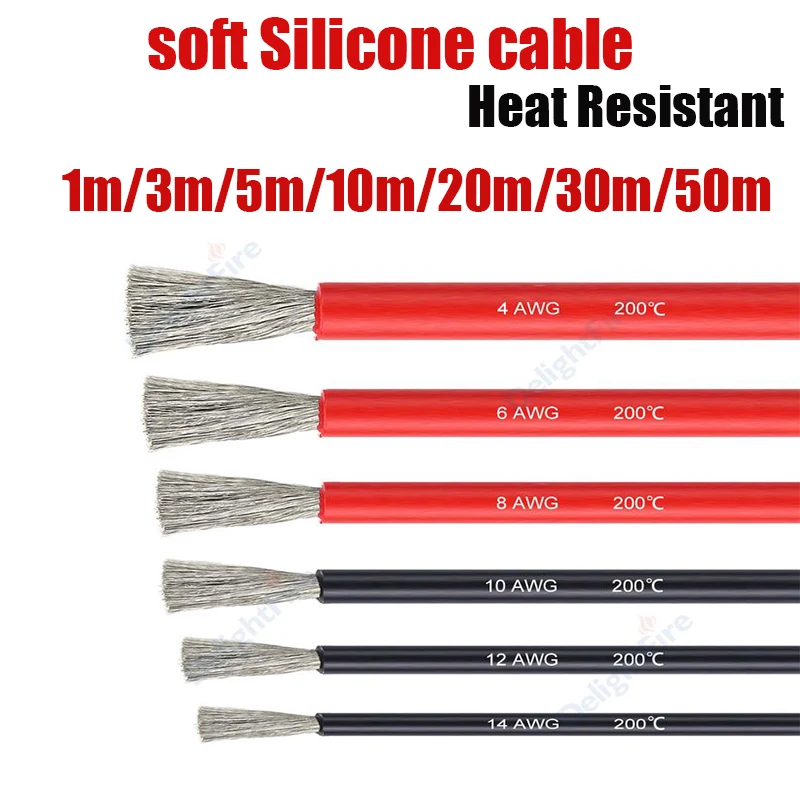 1M-50M Heat Resistant Cable Red Black Silicone Wire 6 8 10 12 14 16 18 20 AWG Red Black for Solar Panel Car Battery LED Lighting
1M-50M Heat Resistant Cable Red Black Silicone Wire 6 8 10 12 14 16 18 20 AWG Red Black for Solar Panel Car Battery LED Lighting