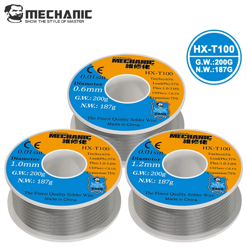 【MECHANIC】 HX-T100 200 г паяльная проволока с мягким канифольным сердечником 0,3 мм 0,4 мм 0,5 мм 0,6 мм 0,8 мм 1 мм 1,2 мм для iPhone Samsung Repair Tool
【MECHANIC】 HX-T100 200 г паяльная проволока с мягким канифольным сердечником 0,3 мм 0,4 мм 0,5 мм 0,6 мм 0,8 мм 1 мм 1,2 мм для iPhone Samsung Repair Tool