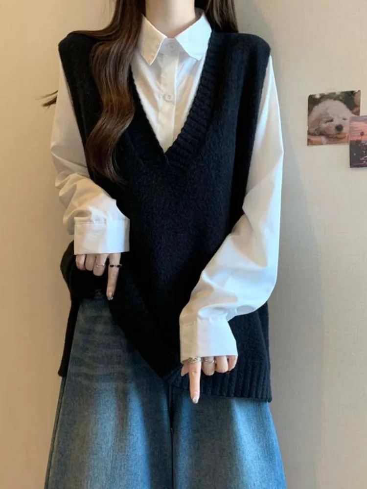 Женский вязаный жилет с V-образным вырезом, свободный крой, длинный рукав, осенне-зимняя модная повседневная удобная верхняя одежда больших размеров
Женский вязаный жилет с V-образным вырезом, свободный крой, длинный рукав, осенне-зимняя модная повседневная удобная верхняя одежда больших размеров
