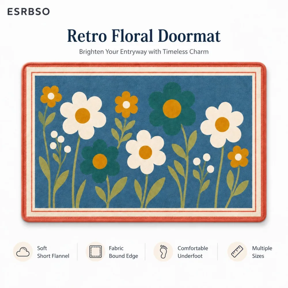 ESRBSO Blue Retro Floral Doormat Soft Short Flannel Area Rug Fabric-Bound Floor Mat for Entryway Bedroom Kitchen 40x60-80x120cm
ESRBSO Blue Retro Floral Doormat Soft Short Flannel Area Rug Fabric-Bound Floor Mat for Entryway Bedroom Kitchen 40x60-80x120cm