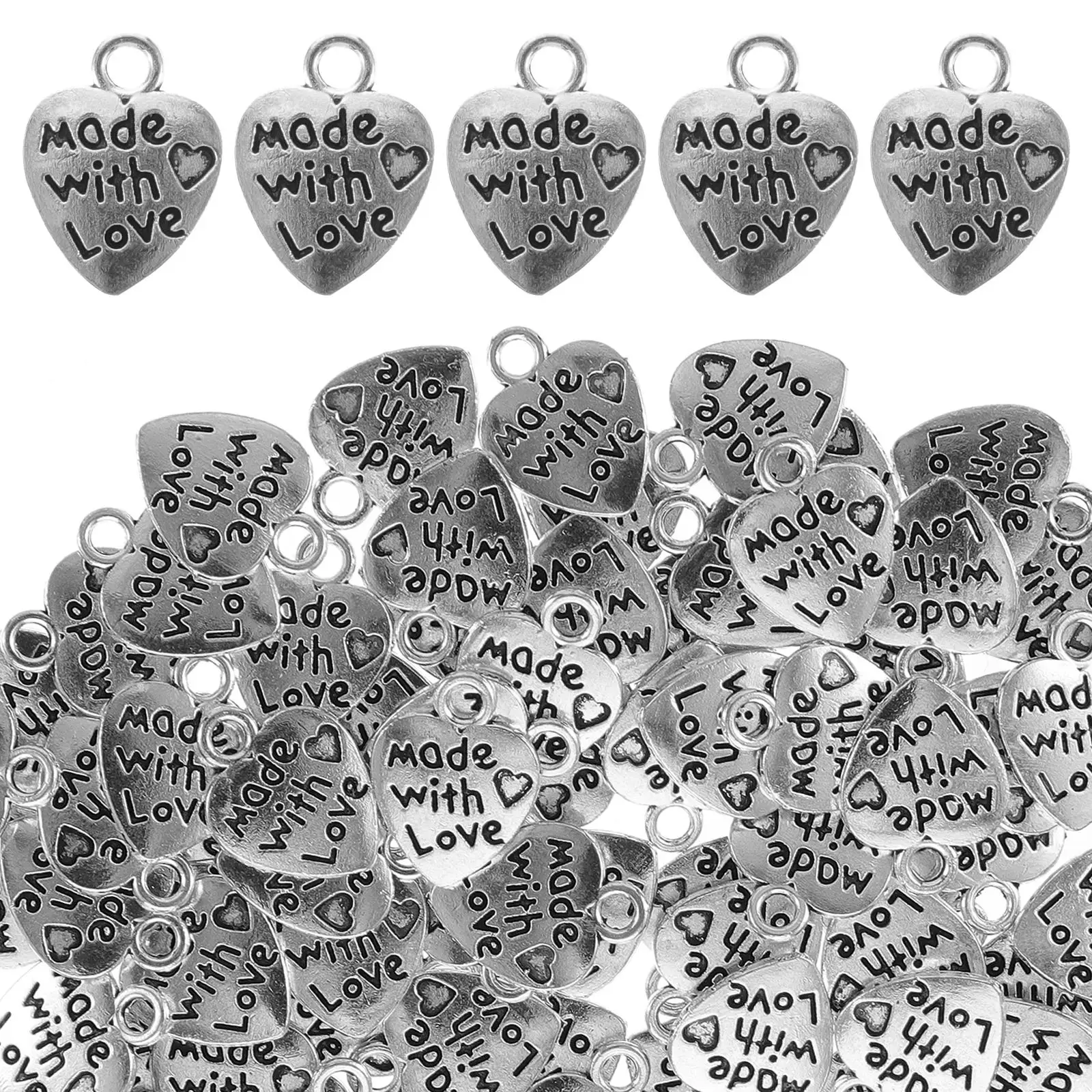 100PCS Heart Charm Vintage Pendant Crafts Heart Shaped Clay Beads Bracelet Making Kit Jewelry Supplies Silver Color
100PCS Heart Charm Vintage Pendant Crafts Heart Shaped Clay Beads Bracelet Making Kit Jewelry Supplies Silver Color