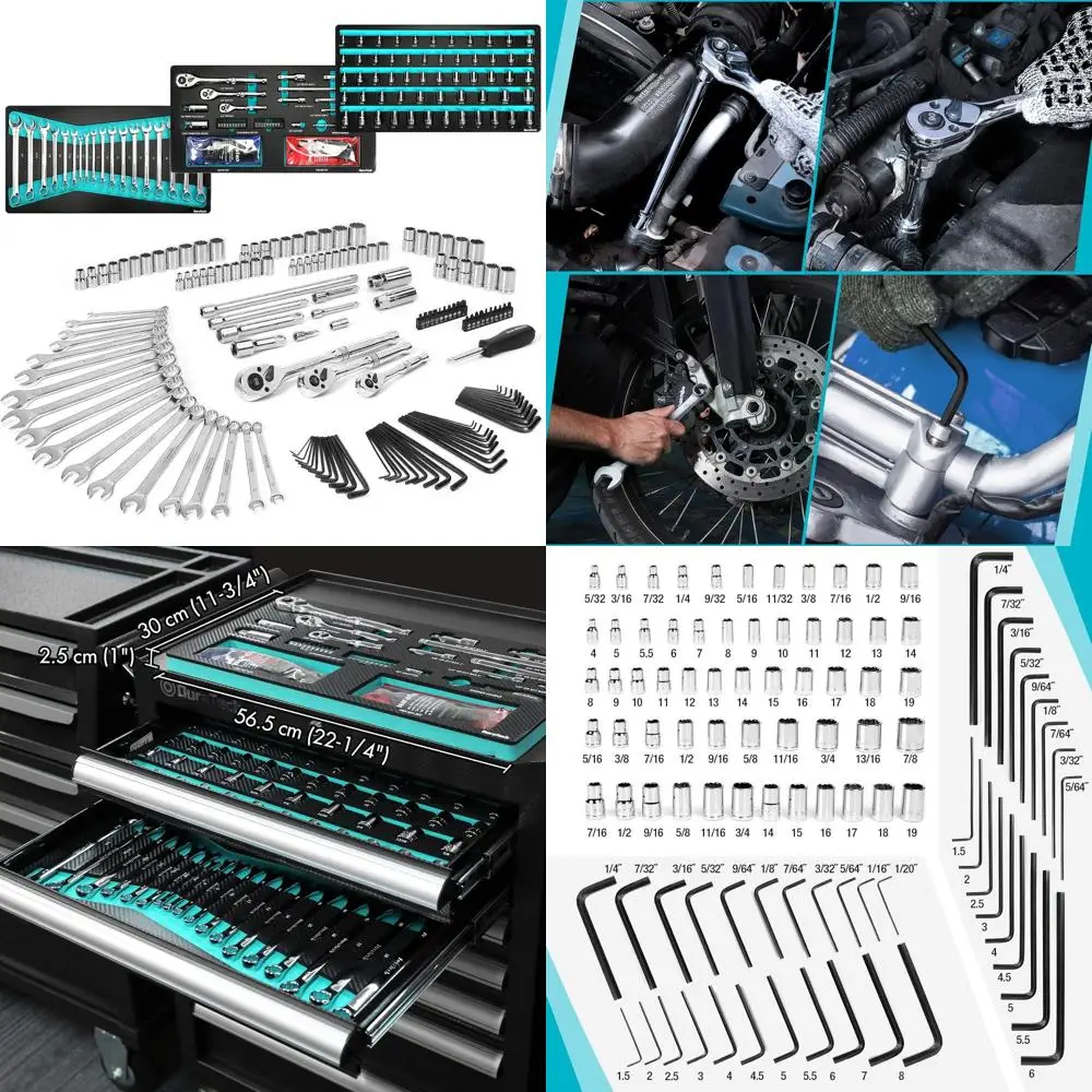 149-Piece Mechanics Tool Set, Include SAE/Metric Sockets, 90-Tooth Ratchet and Wrench Set for Auto Repair
149-Piece Mechanics Tool Set, Include SAE/Metric Sockets, 90-Tooth Ratchet and Wrench Set for Auto Repair