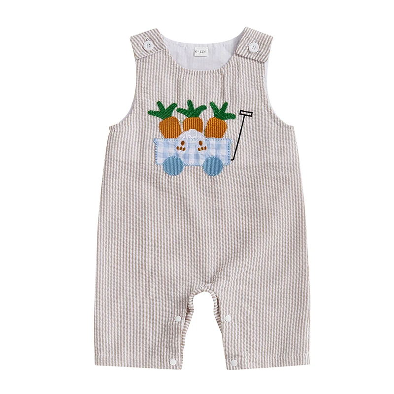 Baby Boys Easter Overalls Casual Striped Print Carrot Truck Embroidery Sleeveless Jumpsuit for Cute Clothes
Baby Boys Easter Overalls Casual Striped Print Carrot Truck Embroidery Sleeveless Jumpsuit for Cute Clothes