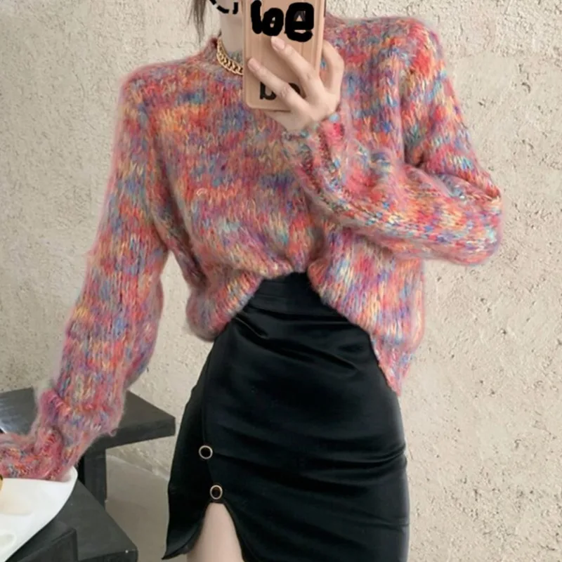 Fashion New Rainbow Color Sweater Women Fall Winter Sweet Casual Loose Knit Pullovers Female Sweaters Jumpers Top
Fashion New Rainbow Color Sweater Women Fall Winter Sweet Casual Loose Knit Pullovers Female Sweaters Jumpers Top