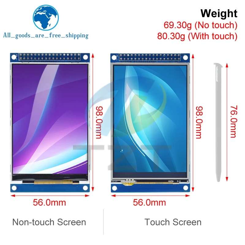 3.5" 3.5 inch TFT LCD Touch Screen Module 480x320 ST7796U ILI9486 LCD Display for Arduino UNO MEGA2560 Board With/Without Touch
3.5" 3.5 inch TFT LCD Touch Screen Module 480x320 ST7796U ILI9486 LCD Display for Arduino UNO MEGA2560 Board With/Without Touch