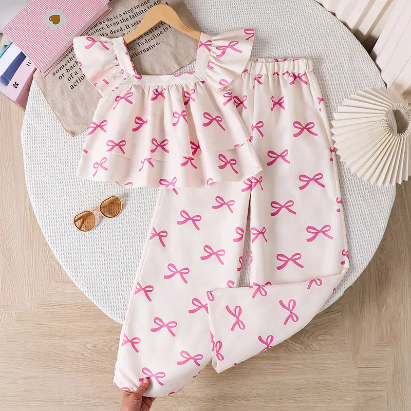 2025 Summer Child Clothes Sets Sleeveless Ruffles Bow White Wide Leg Pants Casual 2 Piece Sets Girls Clothes Sets 18M-7Y
2025 Summer Child Clothes Sets Sleeveless Ruffles Bow White Wide Leg Pants Casual 2 Piece Sets Girls Clothes Sets 18M-7Y