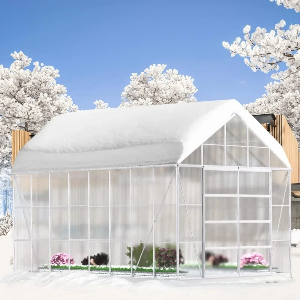 10' X 16' Outdoor Aluminum Greenhouse Polycarbonate with Adjustable Roof Vent and Sliding Door for Backyard Garden in Winter
10' X 16' Outdoor Aluminum Greenhouse Polycarbonate with Adjustable Roof Vent and Sliding Door for Backyard Garden in Winter