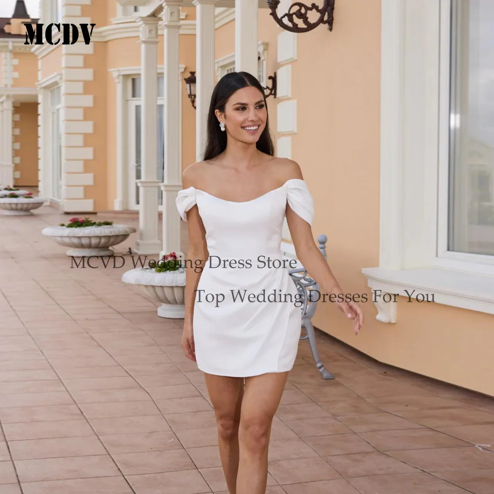 MCDV Mini Mermaid Satin Wedding Dresses Strapless Off Shoulder Bride Dresses Sexy Open Back Pleat Zipper Short Dress Customized
MCDV Mini Mermaid Satin Wedding Dresses Strapless Off Shoulder Bride Dresses Sexy Open Back Pleat Zipper Short Dress Customized