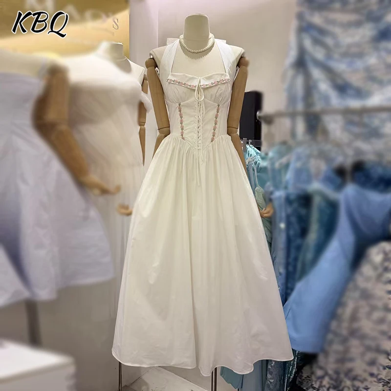 KBQ Solid Backless Elegant A Line Long Dresses for Women Halter Sleeveless High Waist Minimalsit Chic Dress Female Fashion New
KBQ Solid Backless Elegant A Line Long Dresses for Women Halter Sleeveless High Waist Minimalsit Chic Dress Female Fashion New