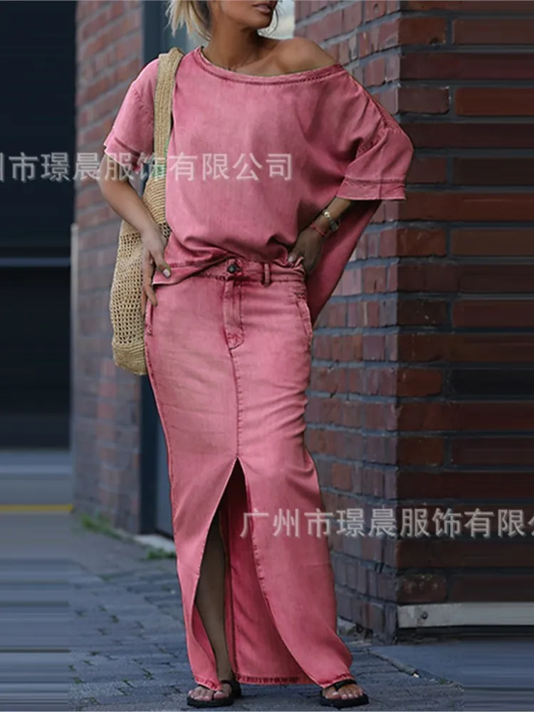 Sloping Collar Maxi Skirt Two Piece Set Women Summer Casual Patchwork Clothing 2026 Half Sleeve Solid Color Elegant Women's Suit
Sloping Collar Maxi Skirt Two Piece Set Women Summer Casual Patchwork Clothing 2026 Half Sleeve Solid Color Elegant Women's Suit