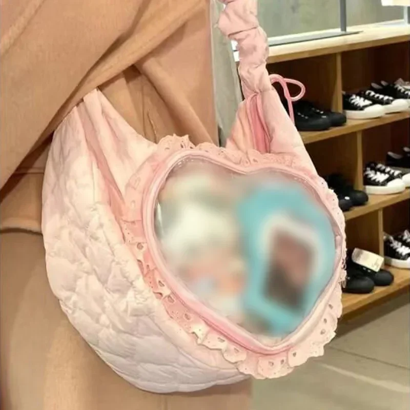 Pink Cute Womens Shoulder Bag Pleated Love Heart Lolita Jk Ita Bag Drawstring Ballet Style Sweet Fashion Female Handbag Pain Bag
Pink Cute Womens Shoulder Bag Pleated Love Heart Lolita Jk Ita Bag Drawstring Ballet Style Sweet Fashion Female Handbag Pain Bag