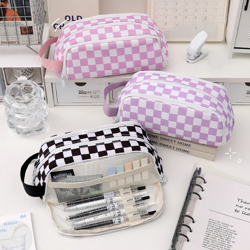 Kawaii Pencil Case Sweet Plaid Pencil Pouch Large Capacity Portable Travel Stationery Bag Cute Checkered Zipper Makeup Bag
Kawaii Pencil Case Sweet Plaid Pencil Pouch Large Capacity Portable Travel Stationery Bag Cute Checkered Zipper Makeup Bag