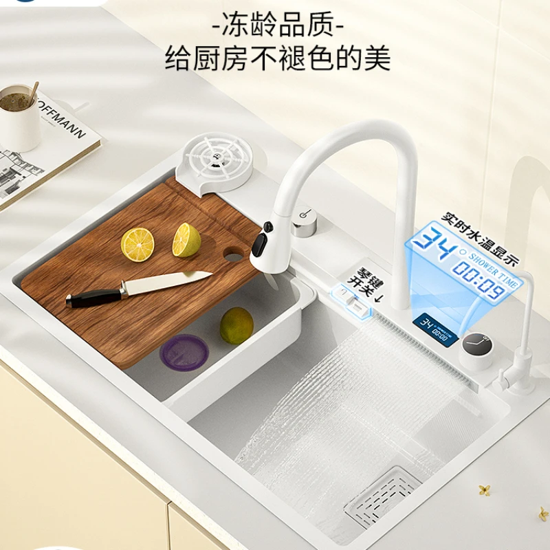 Sink Digital Display White Washing Basin Kitchen Household Stainless Steel Nano Drop-in Sink Large Single Sink
Sink Digital Display White Washing Basin Kitchen Household Stainless Steel Nano Drop-in Sink Large Single Sink