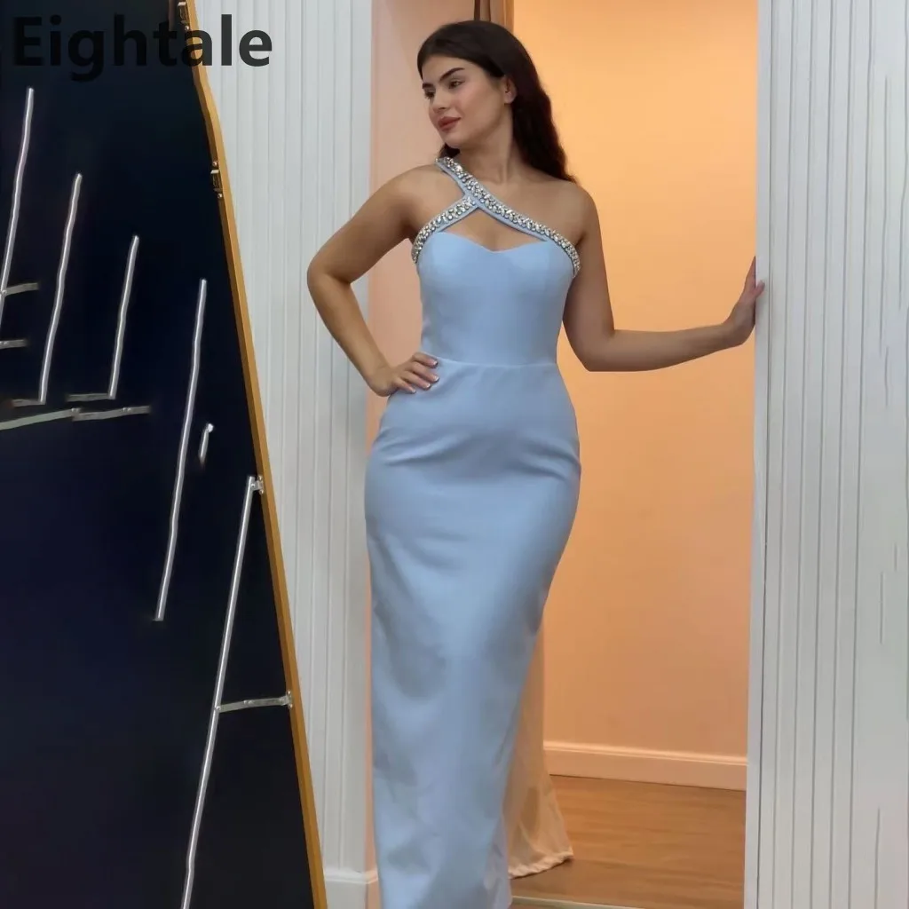 Eightale 2025 Mermaid Jersey Baby Blue Evening Dress Beaded One Shoulder Prom Dress Saudi Arabic Party Gown Customized
Eightale 2025 Mermaid Jersey Baby Blue Evening Dress Beaded One Shoulder Prom Dress Saudi Arabic Party Gown Customized