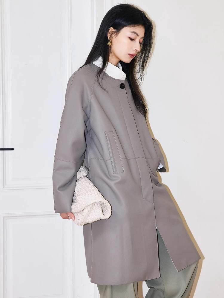 Simple O-neck Genuine Leather Jackets for Women Spring Autumn 2026 New High-end Loose Casual Long Real Sheepskin Trench Coat
Simple O-neck Genuine Leather Jackets for Women Spring Autumn 2026 New High-end Loose Casual Long Real Sheepskin Trench Coat