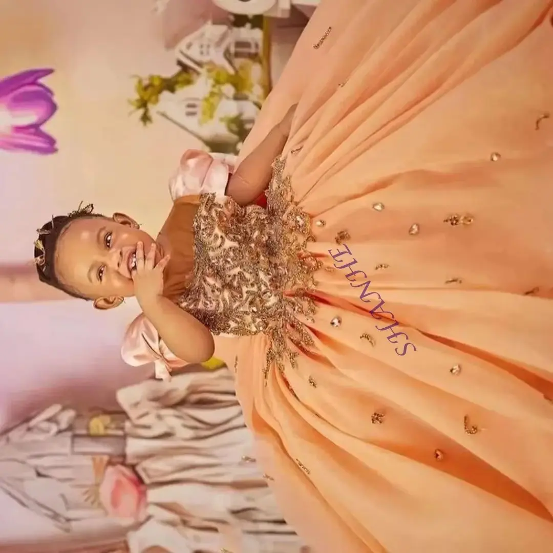 Customized Orange Flower Girl Dress with Gold Appliques Bow Detail Floor Length for Wedding Birthday Party Photo Shoot
Customized Orange Flower Girl Dress with Gold Appliques Bow Detail Floor Length for Wedding Birthday Party Photo Shoot