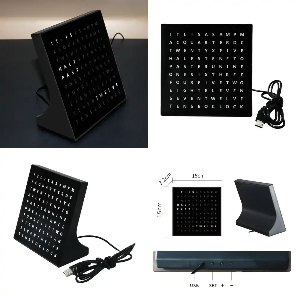 Modern Design Digital Eco-friendly Metal USB Powered Electronic Accent Wall Desk Clock Unique Home Decor LED Light-Up Word
Modern Design Digital Eco-friendly Metal USB Powered Electronic Accent Wall Desk Clock Unique Home Decor LED Light-Up Word