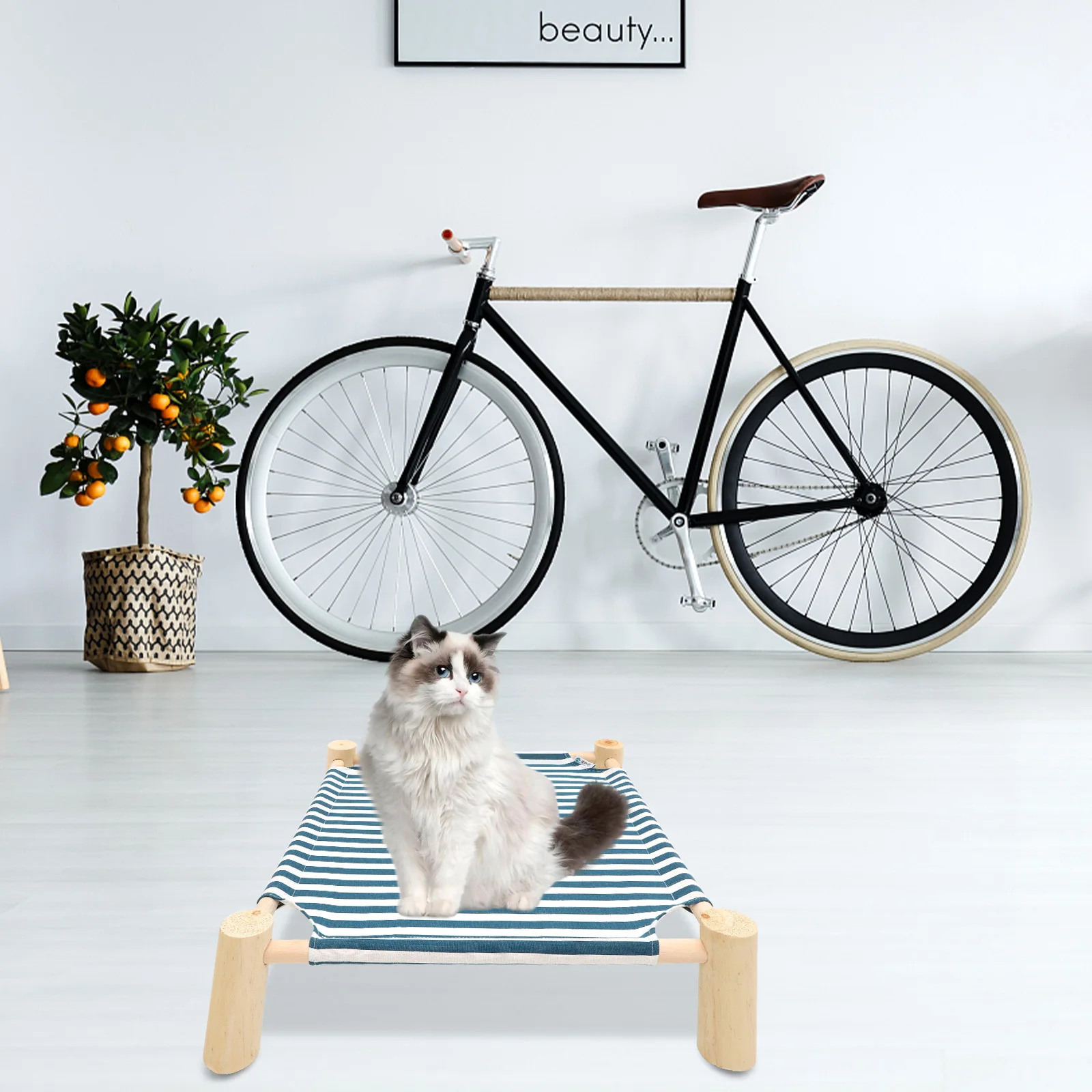 Wooden Cat Bed Elevated Detachable Washable Breathable Comfortable Pet Sleeping Bed Indoor Cat Hammock Nest Pet Supply
Wooden Cat Bed Elevated Detachable Washable Breathable Comfortable Pet Sleeping Bed Indoor Cat Hammock Nest Pet Supply