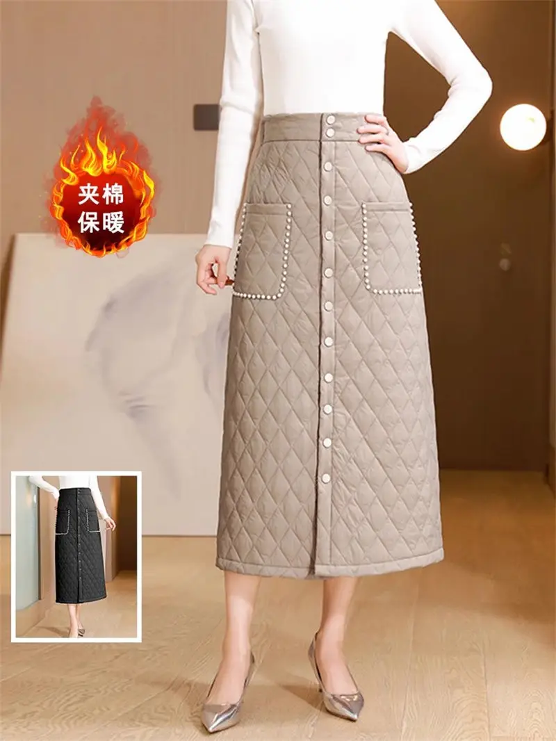 Autumn And Winter Down Cotton Skirt Literary Single Breasted One Piece Diamond Plaid Fashion Warm High Waist Quilted Skirt Z4429
Autumn And Winter Down Cotton Skirt Literary Single Breasted One Piece Diamond Plaid Fashion Warm High Waist Quilted Skirt Z4429
