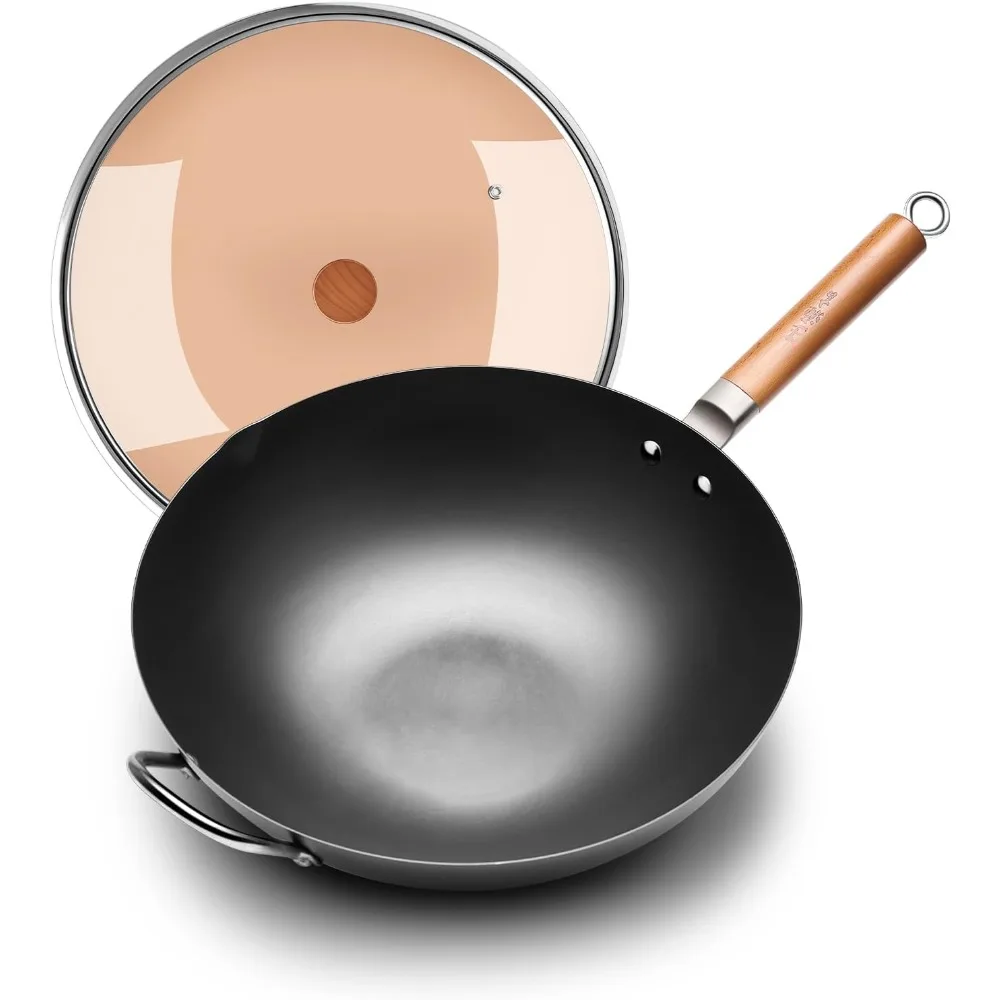 14.2-Inch WANGYUANJI Pure Cast Iron Wok with Lid, Flat Bottom, Uncoated Stir Fry Pan Suitable for Induction, Gas, and Electric C
14.2-Inch WANGYUANJI Pure Cast Iron Wok with Lid, Flat Bottom, Uncoated Stir Fry Pan Suitable for Induction, Gas, and Electric C
