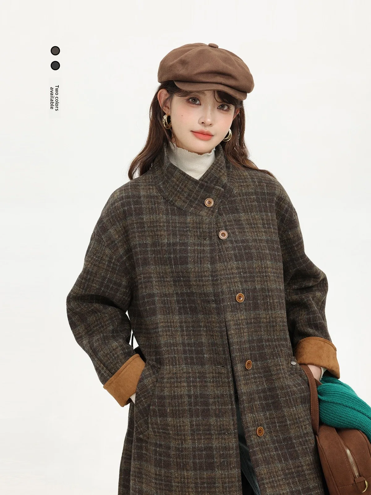 Hebe Sle Thiened Длинное шерстяное пальто с воротником-стойкой в клетку с эффектом похудения Корейская версия Свободная зимняя верхняя одежда
Hebe Sle Thiened Длинное шерстяное пальто с воротником-стойкой в клетку с эффектом похудения Корейская версия Свободная зимняя верхняя одежда