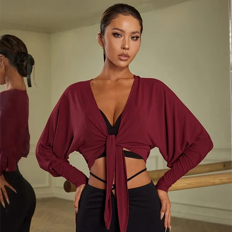Latin Dance Clothes Women Warm-Up Cardigan Bat Sleeves Tops Loose Practice Clothing Adult Rumba Wear Latin Dance Tops DNV18949
Latin Dance Clothes Women Warm-Up Cardigan Bat Sleeves Tops Loose Practice Clothing Adult Rumba Wear Latin Dance Tops DNV18949