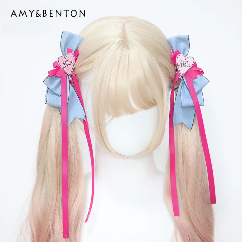 Sweet Pink Blue Contrast Color Series Barrettes Heart Hot Girl Lolita Pink Love Ribbon A Pair of Hairclips Accessories Women
Sweet Pink Blue Contrast Color Series Barrettes Heart Hot Girl Lolita Pink Love Ribbon A Pair of Hairclips Accessories Women