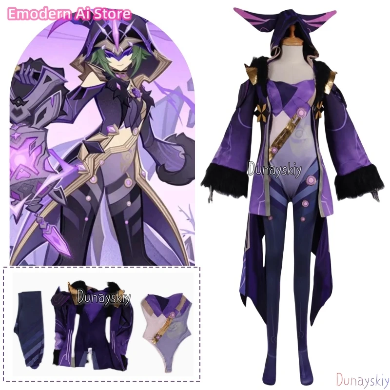 Аниме игра Genshin Impact Fatui Electro Cicin Mage Lei Ying Warlock Elite Enemies Косплей Костюм Хэллоуин Женщина Мужчина Фиолетовый Костюм
Аниме игра Genshin Impact Fatui Electro Cicin Mage Lei Ying Warlock Elite Enemies Косплей Костюм Хэллоуин Женщина Мужчина Фиолетовый Костюм