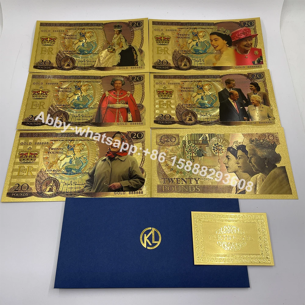 5models GBP Queen Elizabeth II Gold Banknote Silver Banknotes UK Twenty Pound Souvenir Gifts england collectibles
5models GBP Queen Elizabeth II Gold Banknote Silver Banknotes UK Twenty Pound Souvenir Gifts england collectibles