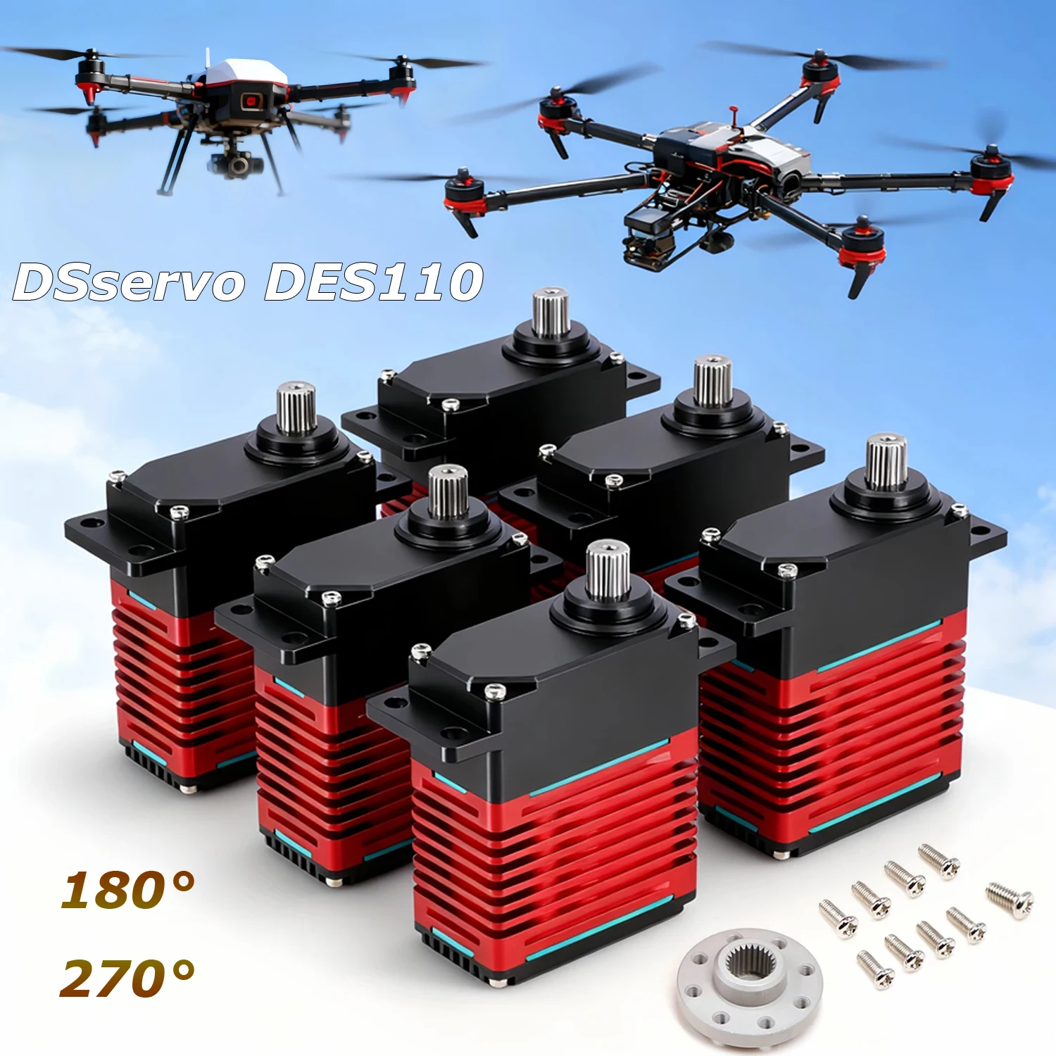 Original DSservo DES110 110kg Digital Servo High-Torque IP67 Waterproof Industrial Brushless Motors 180°/270° High Power 12V/24V
Original DSservo DES110 110kg Digital Servo High-Torque IP67 Waterproof Industrial Brushless Motors 180°/270° High Power 12V/24V