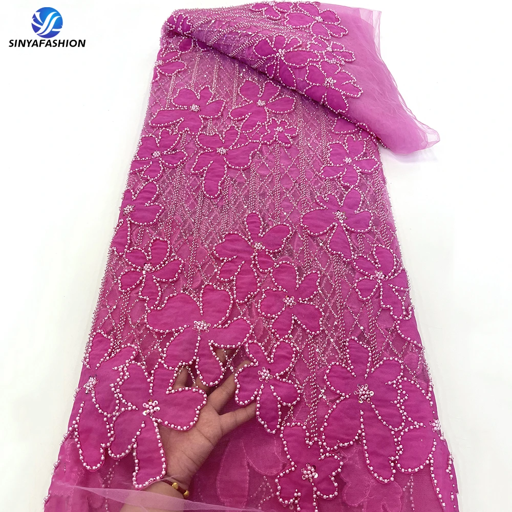 Sinya Hot Pink Latest Embroidery Sequins Pearls Beads Wedding Lace High Quality African French Beaded Lace Fabric Luxury Dress
Sinya Hot Pink Latest Embroidery Sequins Pearls Beads Wedding Lace High Quality African French Beaded Lace Fabric Luxury Dress